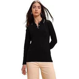 u.s. polo assn. Women Polo Collar Cotton Tshirt with Full Sleeves (UWAW25PTS436_Black_L)-picture-31