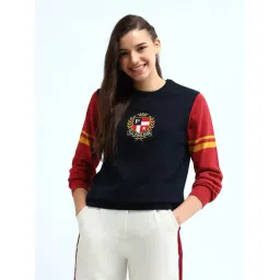 U.S. Polo Assn. Womens Navy Pure Cotton Regular Fit Colour Blocked Sweater-picture-33