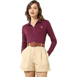 u.s. polo assn. Women's Solid Regular Fit Polo Shirt-picture-35