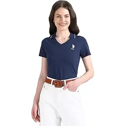 u.s. polo assn. Women's Solid Regular Fit Polo Shirt-picture-21