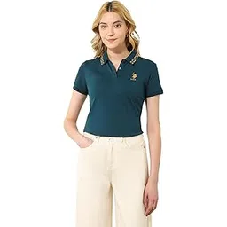 u.s. polo assn. Women's Solid Regular Fit Polo Shirt-picture-25
