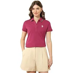 u.s. polo assn. Women's Solid Regular Fit Polo Shirt-picture-33