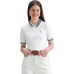 u.s. polo assn. Women's Striped Collar Pique Polo Regular Fit Shirt-picture-27