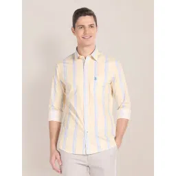 U.S. Polo Assn. Yellow Regular Fit Striped Cotton Shirt-picture-16