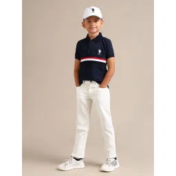 u.s. polo assn. US Polo Kids Boys Navy Cotton Striped T-Shirt image 5