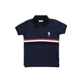 u.s. polo assn. US Polo Kids Boys Navy Cotton Striped T-Shirt image 3