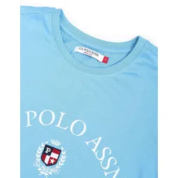 u.s. polo assn. Women Printed Round Neck Cotton Blend Blue T-Shirt image 2