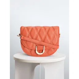 U.S. Polo Assn. Women Geometric Textured Structured Sling Bag with Quilted Detail-picture-11