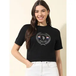 U.S. Polo Assn. Women Graphic Printed Round Neck Cotton Boxy T-shirt-picture-23