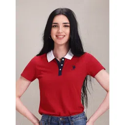 U.S. Polo Assn. Women Polo Collar Cotton Regular Fit T-shirt-picture-11