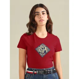 U.S. Polo Assn. Women Typography PrintedPure Cotton T-shirt-picture-41