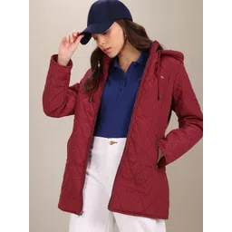 u.s. polo assn. women U S Polo Assn Women Burgundy Longline Quilted Jacket-picture-26