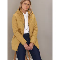 u.s. polo assn. women U S Polo Assn Women Yellow Floral Longline Quilted Jacket-picture-21