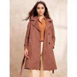 U.S. Polo Assn. Women Women Notched Lapel Collar Double-Breasted Long Overcoat-picture-21