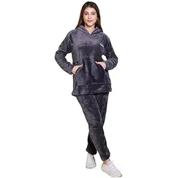 us reload Women & Girls Woolen Loungewear Set | Hooded Sweatshirt with Matching Pants | Cozy Winter Wear Co-ord Set | Casual Travel & Home Outfit | Green Color Warm Clothing - Size 5XL (43-picture-11
