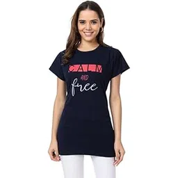 us reload Women CottonRegular Fit T-Shirt/Long Night Wear Top for Women & Girls Soft & Cotton Nightwear Comfortable Lounge & Sleepwear Maroon T-Shirt StylishNight Top Blue (Size 5XL)-picture-13