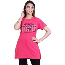 us reload Women CottonRegular Fit T-Shirt/Long Night Wear Top for Women & Girls Soft & Cotton Nightwear Comfortable Lounge & Sleepwear Maroon T-Shirt StylishNight Top Majenta (Size XL)-picture-43