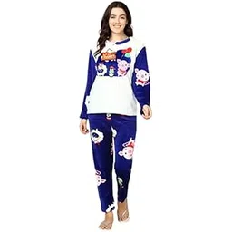 us trendz Women's Regular Fit Soft Woolen Printed Night Suit Set of Tshirt & Pyjama for Winter Wear-picture-54