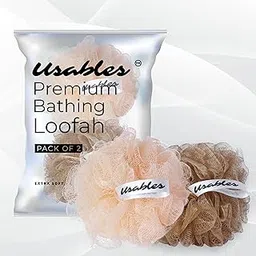Usables ORGANIC Bath Loofah Sponge - Pack of 2 | Gentle Exfoliating Scrubber for Bathing, Showering, Cleaning for Men and Women (Beige, Brown)-picture-23