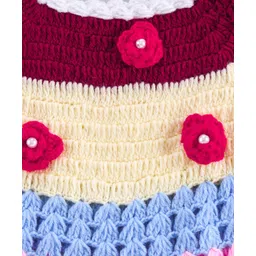 USHA ENTERPRISES Flower Crochet Short Sleeves Frock - Cream image 4