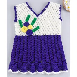 USHA ENTERPRISES Handmade Flower Embroidered Sleeveless Frock - White-picture-14