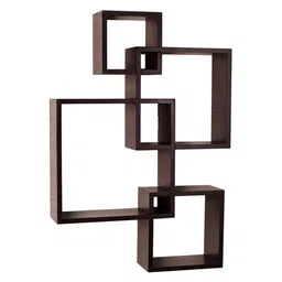 USHA SHRIRAM Set of 4 Intersecting Wall Mounted Shelf - Brown-image-6