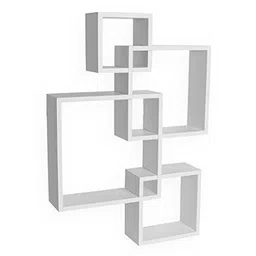 USHA SHRIRAM Set of 4 Intersecting Wall Mounted Shelf - White-image-5