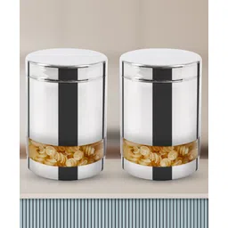 Usha Shriram Stainless Steel Containers Cum Canister Pack of 2 - Silver-image-11
