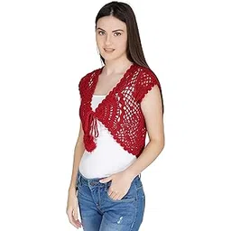 usha Enterprises Crochet Handmade Ladies Shrug with Pearls/Beads-picture-57