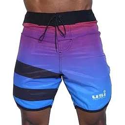 usi universal 411TC Tricolour Sports Shorts for Men, Physique Board Short for Fitness, Polyester Elastane Construction image 1