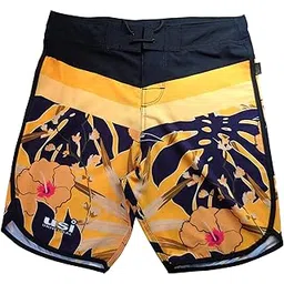 USI UNIVERSAL 411PA Aloha Physique Board Shorts, Polyester Fitness Shorts, Hook & Loop Fly, Drawstring Closure, Tailored Fit for Thin Waist & Muscular Thighs (in, Alpha, S, Regular, Gold/Black)-picture-32
