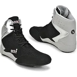 USI UNIVERSAL THE UNBEATABLE 701WBG Comferto Black/Grey Sports Shoes for Wrestlers for Men & Women with Pu Suede, Mesh & Rubber Construction (9 UK/Ind)-picture-13