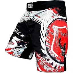 usi universal USI Muay Printed Shorts for Mens Gym Shorts Running Shorts Sports Shorts Shorts with Elasticated Waist Tuf Stretch (L, Black RED)-picture-29