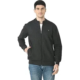 usi Full Sleeves Cotton Fleece Jacket Anthra-picture-19