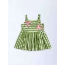 Utsa Kids by Westside Green Striped Cotton Ethnic Top-picture-25