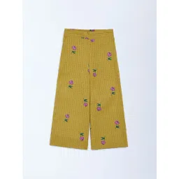 Utsa Kids by Westside Mustard Floral Cotton-Blend Pants - (2-8 years)-image-19