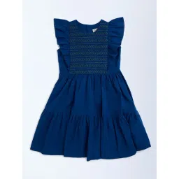 Utsa Kids by Westside Navy Embroidered Cotton A-Line Dress-picture-33