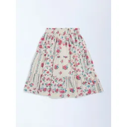 Utsa Kids by Westside Off-White Floral Cotton-Blend Tiered Skirt-picture-16