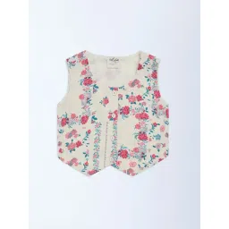 Utsa Kids by Westside Off-White Floral Cotton-Blend Waistcoat-picture-21