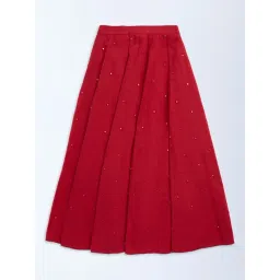 Utsa Kids by Westside Red Mirror-Work Detailed Cotton Skirt-picture-32