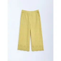 Utsa Kids by Westside Yellow Schiffli Detailed Cotton Ethnic Pants-picture-27