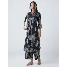 Utsa by Westside Black Foliage Design Cotton A-Line Kurta-picture-39