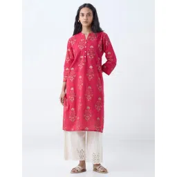 Utsa by Westside Coral Floral Design Straight Cotton Kurta-picture-18