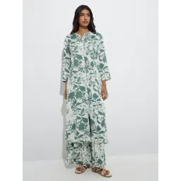 Utsa by Westside Green Leaf Design A-Line Kurta-picture-40