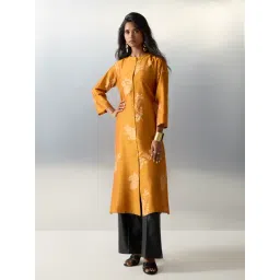 Utsa by Westside Mustard Botanical Printed A-Line Kurta-picture-37