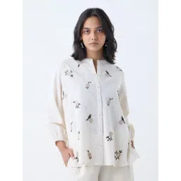 Utsa by Westside Off-White Floral Detailed Cotton Tunic-picture-21