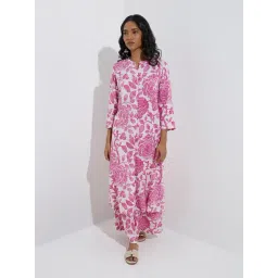 Utsa by Westside Pink Botanical Design A-Line Kurta-picture-40