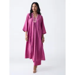 Utsa by Westside Pink Floral Embroidered A-Line Kurta-picture-28