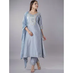 Utsav Fashion Embroidered Sequinned Kurta with Trouser & Dupatta-picture-10