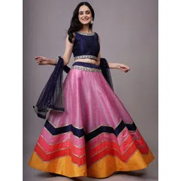 Utsav Fashion Embroidered Sequinned Shibori Ready to Wear Lehenga & Blouse With Dupatta image 1